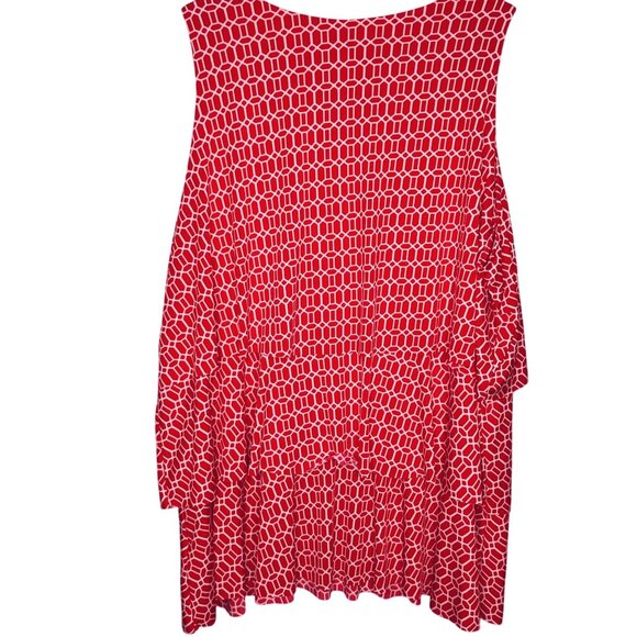 Susan Graver Pink White Geometric Sleeveless Tunic Top Womens 2X Tiered Comfort - Picture 2 of 8